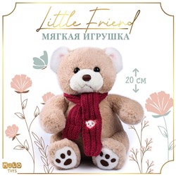 Новогодняя мягкая игрушка Little Friend, мишка с розовыми шарфом, 20 см