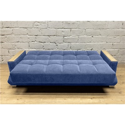 Прямой диван «Прайм 5», книжка, микровелюр, НПБ, цвет синий / МДФ светлый