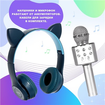 Игровой набор «Котик»: микрофон, наушники с ушками