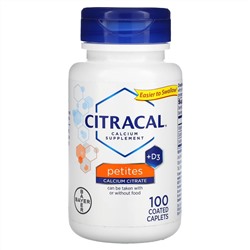 Citracal, Добавка с кальцием и витамином D3, маленькие таблетки, 100 капсул с покрытием