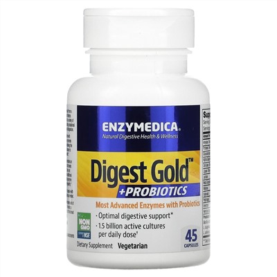 Enzymedica, Digest Gold + пробиотики, 45 капсул