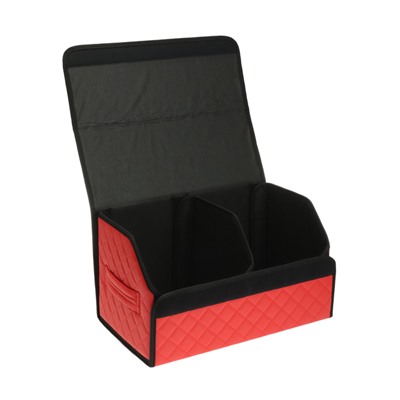 Органайзер кофр в багажник автомобиля Cartage саквояж, экокожа стеганая, 50 см, красный