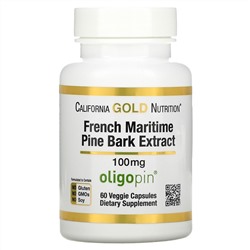 California Gold Nutrition, Oligopin, экстракт коры французской приморской сосны, 100 мг, 60 растительных капсул