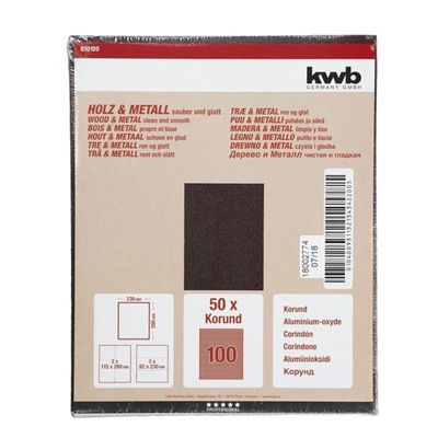 Бумага наждачная KWB, К100, бумажная, 230x280 мм, оксид алюминия