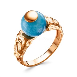 Кольцо из золочёного серебра с кварцем цвета голубой аквамарин К50109з425