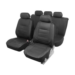 Чехлы на сиденья в автомобиль TORSO Premium, 11 предметов, кожа PU, черный