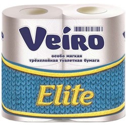 Туалетная бумага Veiro (Вейро) Elite, цвет белый, 3-х слойная, 4 шт