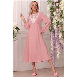 Платье розовое в мелкий горошек