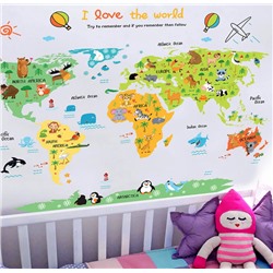 Наклейка интерьерная "Карта мира" детская