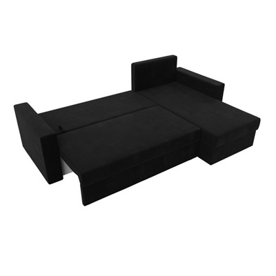 Угловой диван «Траумберг Лайт», правый, механизм еврокнижка, микровельвет, цвет чёрный