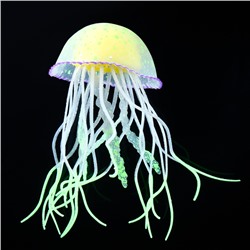 Декор для аквариума "Медуза", силиконовая, с неоновым эффектом, 6,5 х 6,5 х 11,5 см, зелёная   10069