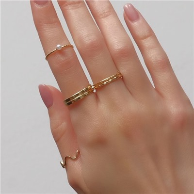 Кольцо набор 5 штук «Идеальные пальчики» плетение, цвет белый в золоте