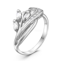 Кольцо из серебра с фианитами родированное 1-0098