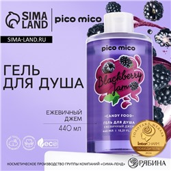 Гель для душа женский, 440 мл, аромат ежевичного джема, PICO MICO