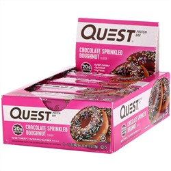 Quest Nutrition, Протеиновый батончик, донат с шоколадной глазурью и посыпкой, 12 батончиков, 60 г (2,12 унции) каждый