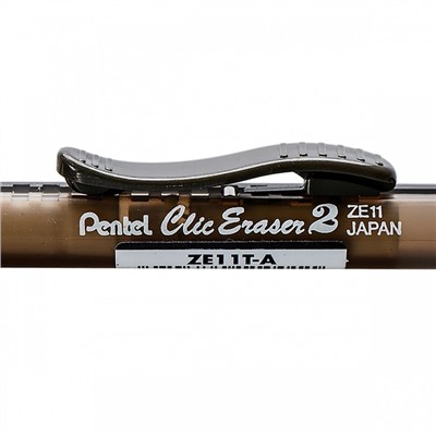 Ластик-карандаш синтетика Pentel Clic Eraser2, выдвижной, 6 х 80 мм, матовый, чёрный полупрозрачный корпус