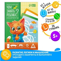 Настольная книга-игра «Чем занять ребёнка? Лабиринты», А5, 26 страниц, 5+