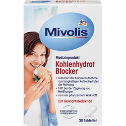 Mivolis Kohlenhydrat Blocker Блокатор углеводов для снижения потребления калорий из длинноцепочечных углеводов, таблетки 30 шт