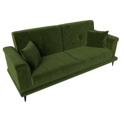 Прямой диван «Неаполь», механизм книжка, микровельвет, цвет зелёный