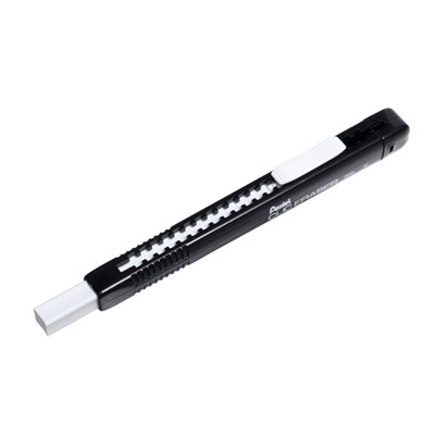 Ластик-карандаш синтетика Pentel Clic Eraser2, выдвижной, 6 х 80 мм, матовый, чёрный полупрозрачный корпус