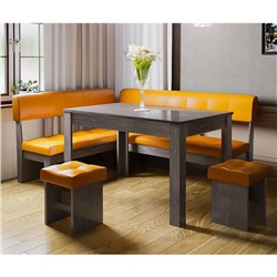 Обеденная группа «Валенсия», стол 1200×600×740 мм, банкетка 2 шт, цвет венге цаво / оранжевый