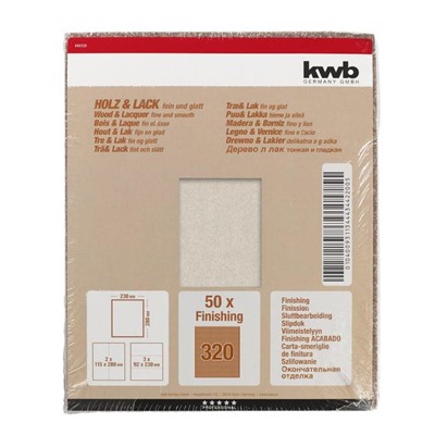 Бумага наждачная KWB, К320, бумажная, 230x280 мм, оксид алюминия