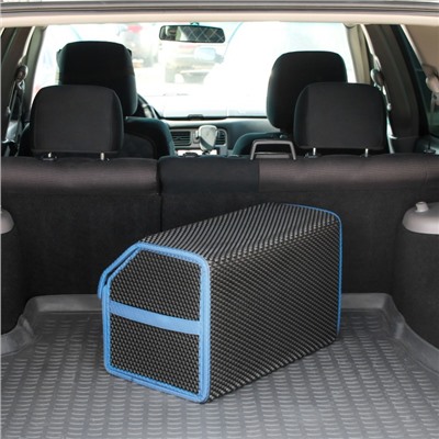 Органайзер кофр в багажник автомобиля, саквояж, EVA-материал, 50 см, синий кант