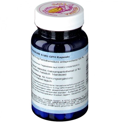 GALL PHARMA Pantothensaure 6 mg GPH Капсулы, 30 шт