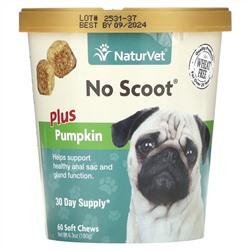 NaturVet, No Scoot Plus Pumpkin, для собак, 60 жевательных таблеток, 180 г (6,3 унции)