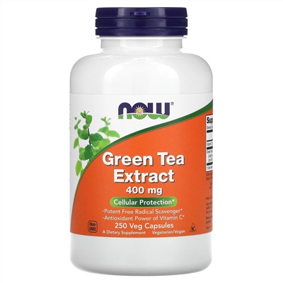 NOW Foods, Экстракт зеленого чая, 400 мг, 250 растительных капсул