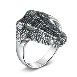 Кольцо из чернёного серебра с фианитами - Крокодил ККр-004ч232