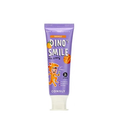 CNS KIDS Паста зубная гелевая детская Dino's Smile с ксилитом и вкусом манго, 60г Consly