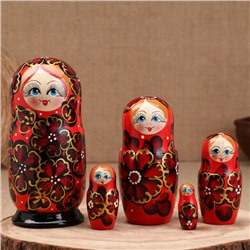 Матрёшка "Ромашка", красная, 5-кукольная, 19 см