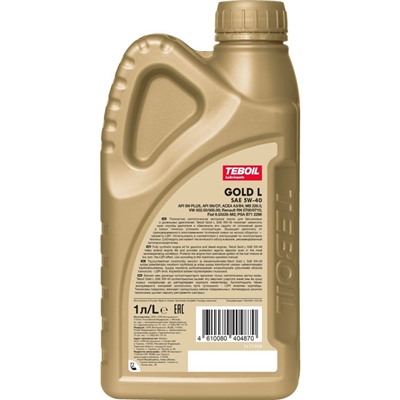 Масло моторное TEBOIL Gold L 5W-40, синтетическое, 1 л