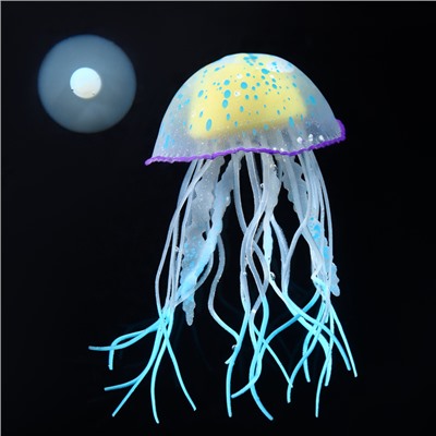 Декор для аквариума "Медуза", силиконовая, с неоновым эффектом, 6,5 х 6,5 х 11,5 см, синяя   1006961