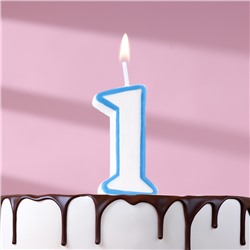 Свеча для торта цифра "1", ободок цветной, 7 см, МИКС