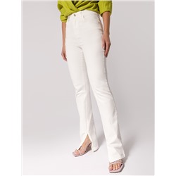 Удлиненные прямые джинсы с разрезами белый