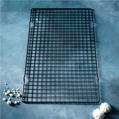 Решётка для глазирования и остывания кондитерских изделий KONFINETTA, 40×25×1,5 см, цвет чёрный