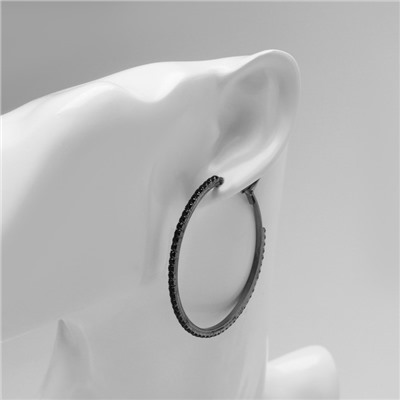 Серьги-кольца «Классика» новая d= 5 см, цвет чёрный в серебре