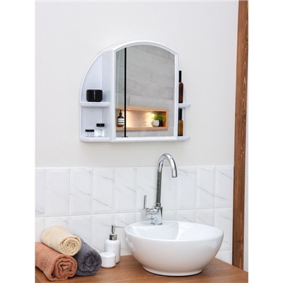 Шкафчик для ванной комнаты c зеркалом «Орион», цвет белый мрамор