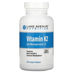 Lake Avenue Nutrition, витамин K2 (в виде менахинона-7), 50 мкг, 360 растительных капсул