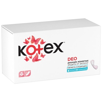 Ежедневные прокладки Kotex, ультратонкие део, мультиформ 56 шт.