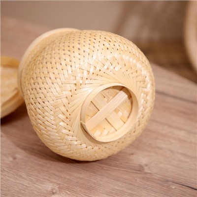 Корзинка с крышкой плетёная, из бамбука 20х20х22 см