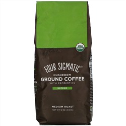 Four Sigmatic, Молотый кофе с грибами и пробиотиками, средней обжарки, 12 унций (340 г)