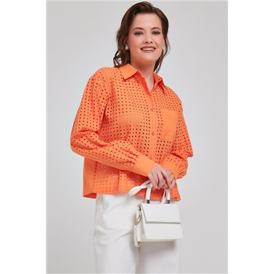 Рубашка укороченная оранжевая из шитья