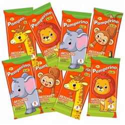 Детские влажные салфетки Pamperino Kids с экстрактом ромашки и витамином Е Mix, 8 шт * 8 уп