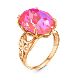 Кольцо из золочёного серебра с кристаллом Swarovski Розовый лотос