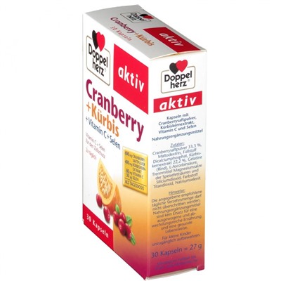 Doppelherz (Доппельхерц) aktiv Cranberry + Kurbis + Vitamin C + Selen Kapseln 30 шт