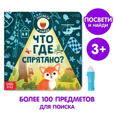 Книга с фонариком «Что где спрятано?», 24 стр.