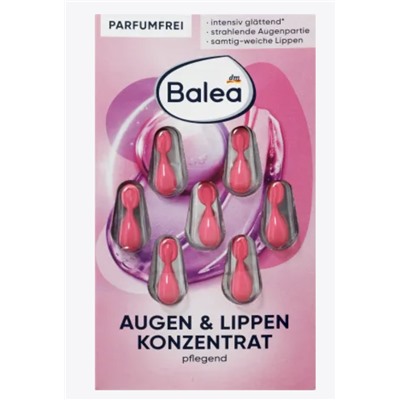 Balea Konzentrat Augen & Lippen, Балеа капсулы для Кожи вокруг глаз и губ в капсулах, 1 упаковка (7 штук)
